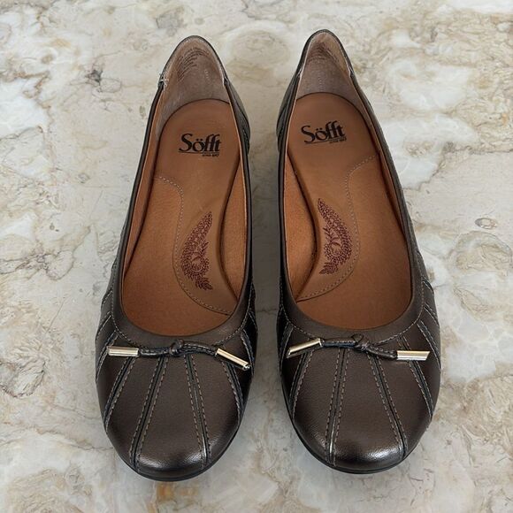 Soft Leather Ballerina Flats Bronze - Picture 4 of 13